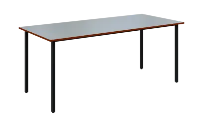 JSB 180N Jídelní stůl 1800 x 800 mm, deska šedá s hranou cihlově červená / podnož černá